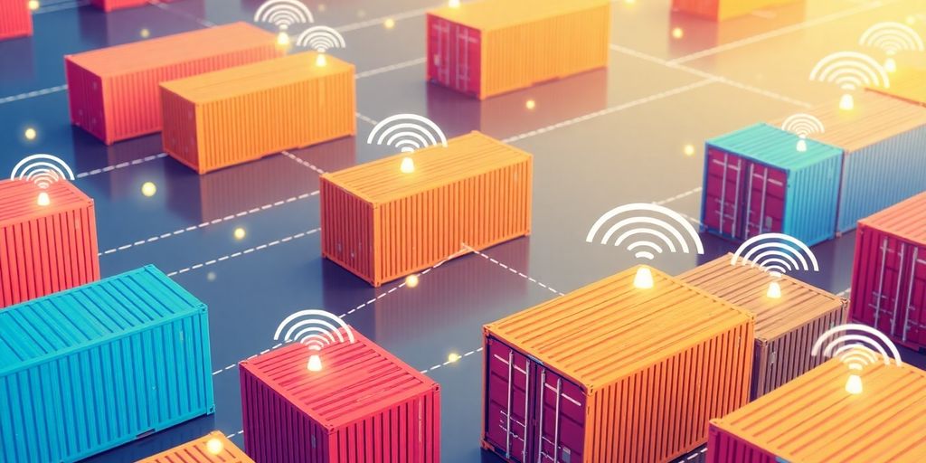 Containertracking in de logistiek met draadloze signalen.